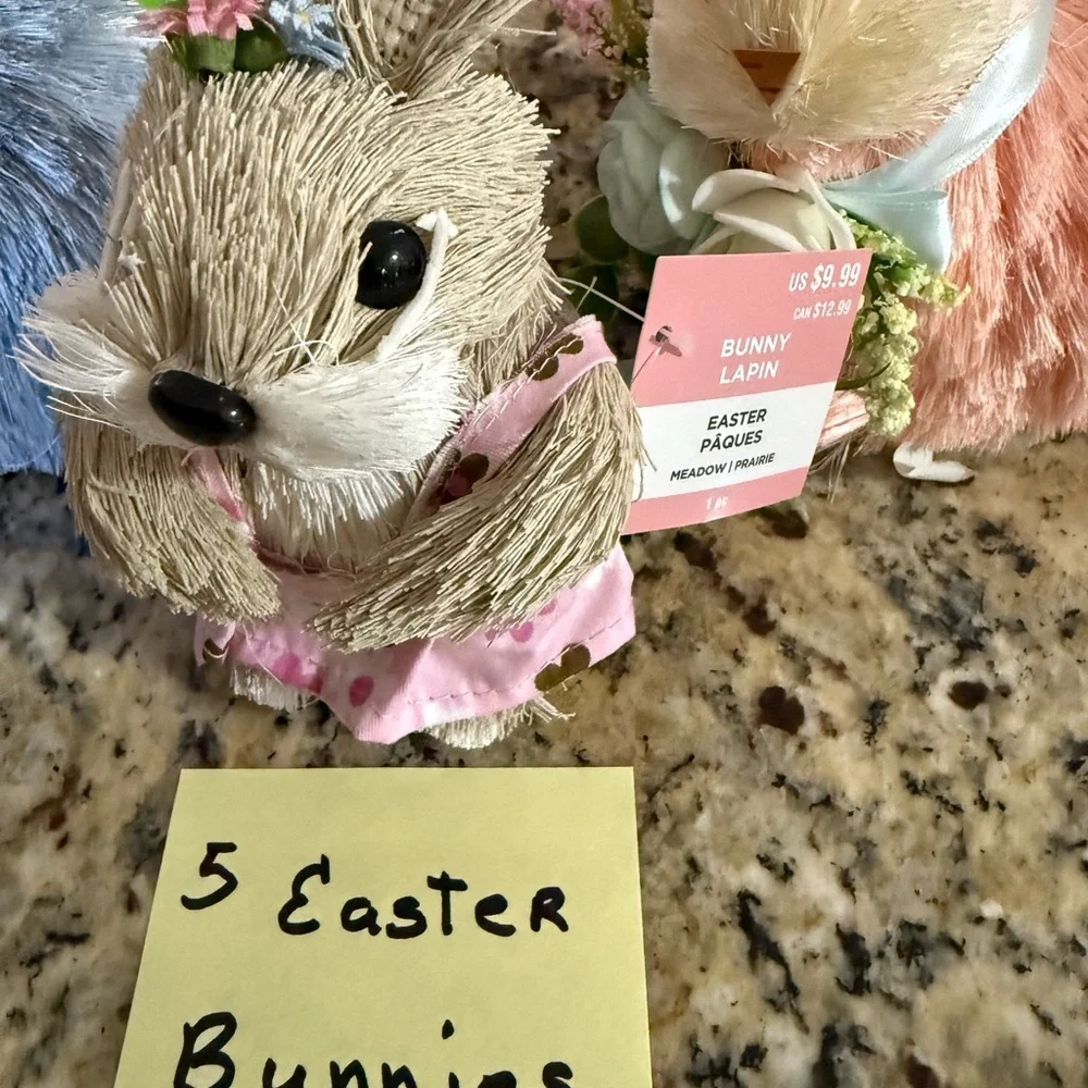 5-Easter Bunny Decorative Plush Set - Pink, Blue, Brown